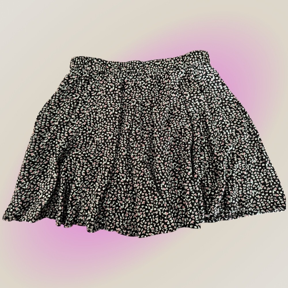 American Eagle Womens Y2K Floral Mini Skirt Black‎ Pink Green Print Size Small
